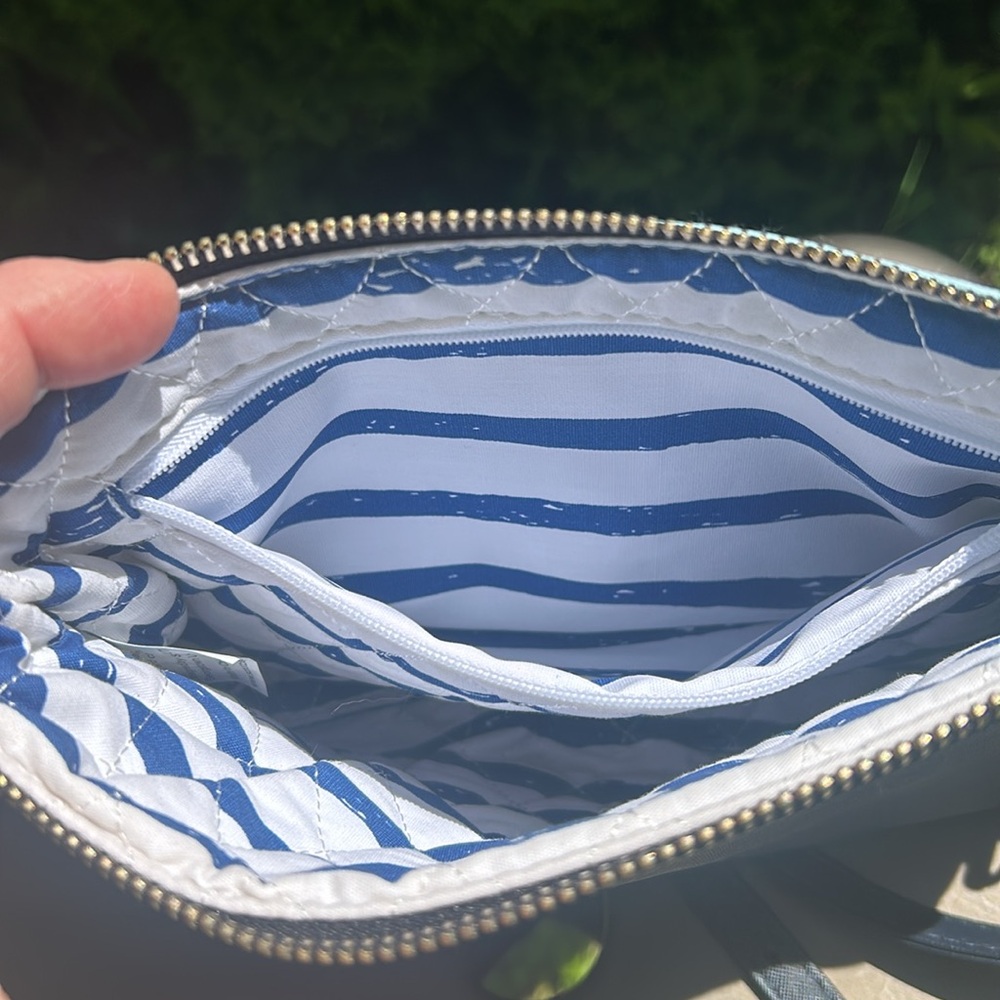 Scout 2 toned blue crossbody purse. Detachable strap/ adjustable strap. Zip top - Picture 4 of 8